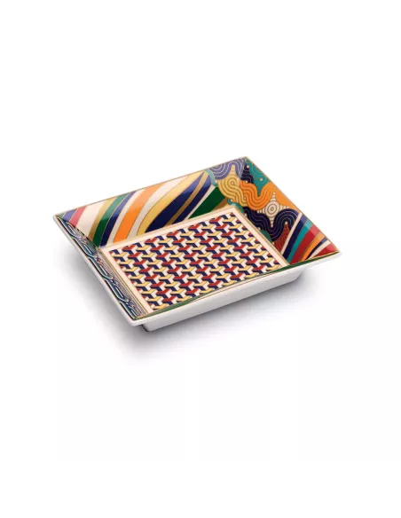 Svuotatasche 19,5x15,5 cm in porcellana con coperchio living geometric in luxury box