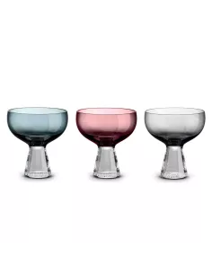 Set 6 Coppe Gelato/Macedonia 350ml in Vetro Puntinato Multicolor