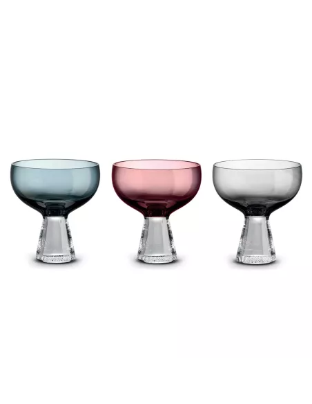 Set 6 Coppe Gelato/Macedonia 350ml in Vetro Puntinato Multicolor