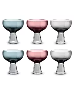 Set 6 Coppe Gelato/Macedonia 350ml in Vetro Puntinato Multicolor 2