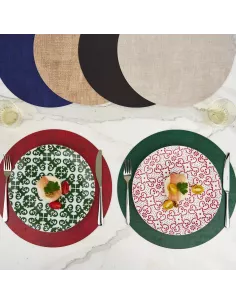 Tovaglietta Tonda Double Face Fabric Verde 2