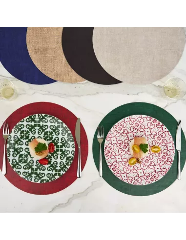 Tovaglietta Tonda Double Face Fabric Verde