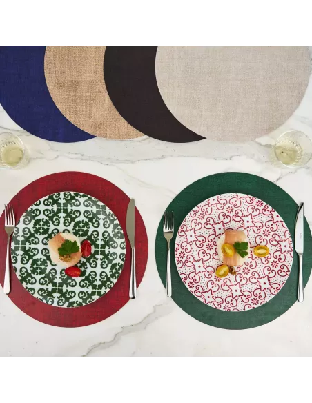 Tovaglietta Tonda Double Face Fabric Verde