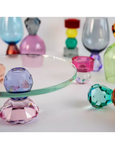 Bicchiere Cocktail in Vetro Viola Effetto Diamante