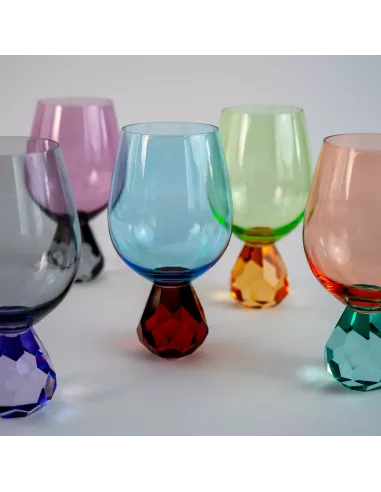 Bicchiere Cocktail in Vetro Viola Effetto Diamante