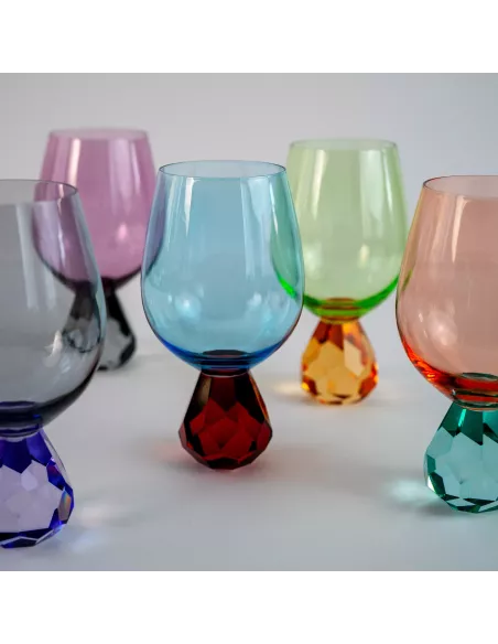 Bicchiere Cocktail in Vetro Viola Effetto Diamante