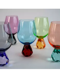 Bicchiere Cocktail in Vetro Rosso Effetto Diamante 2