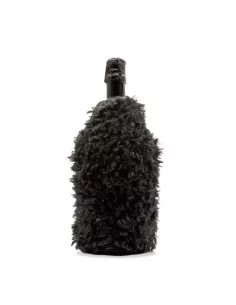 Glacette Morbida Raffredda Bottiglia con Eco Pelliccia Decorativa Nero
