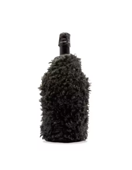 Glacette Morbida Raffredda Bottiglia con Eco Pelliccia Decorativa Nero