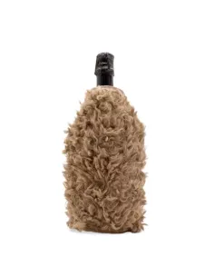 Glacette Morbida Raffredda Bottiglia con Eco Pelliccia Decorativa Beige