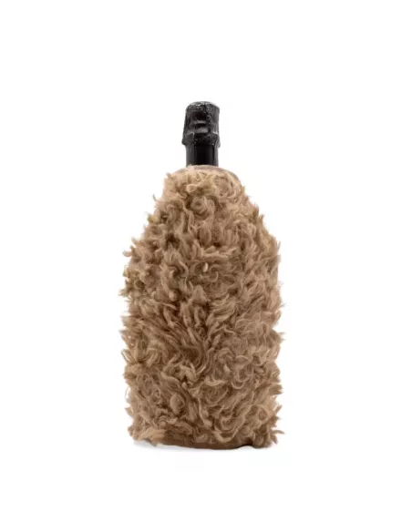 Glacette Morbida Raffredda Bottiglia con Eco Pelliccia Decorativa Beige