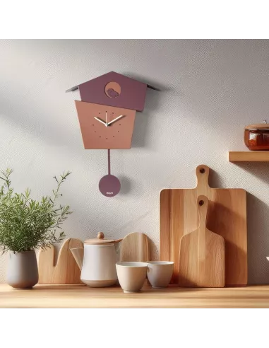 Orologio da Parete a Pendolo Picchiarello Viola Ametista e Mocha Mousse