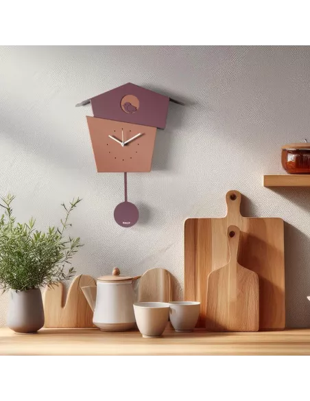 Orologio da Parete a Pendolo Picchiarello Viola Ametista e Mocha Mousse