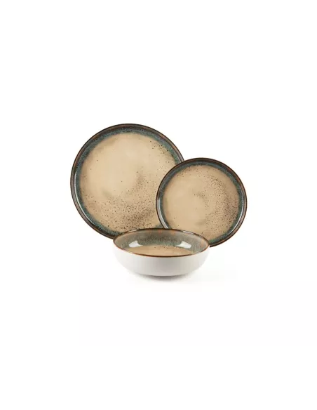 Servizio Piatti 18 Pz in Ceramica Effetto Artigianale Zeus Excélsa