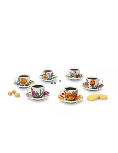 Set 6 Tazzine Caffè Con Piattino Blooming Excélsa