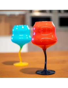 Set 2 Calici Cocktail In Vetro Multicolor Rosso e Azzurro 2