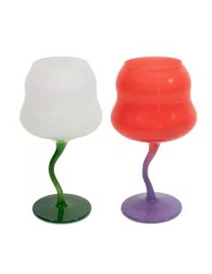 Set 2 Calici Cocktail In Vetro Multicolor Bianco e Amarena