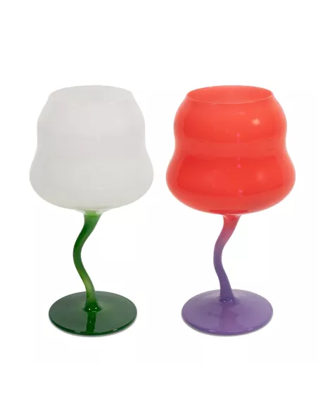 Set 2 Calici Cocktail In Vetro Multicolor Bianco e Amarena