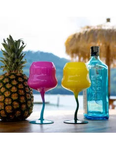 Set 2 Calici Cocktail In Vetro Multicolor Fucsia e Giallo 2