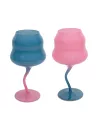 Set 2 Calici Cocktail In Vetro Multicolor Azzurro e Rosa