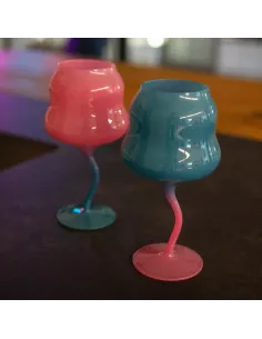 Set 2 Calici Cocktail In Vetro Multicolor Azzurro e Rosa 2