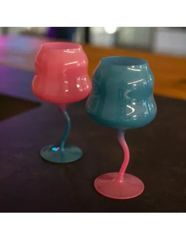 Set 2 Calici Cocktail In Vetro Multicolor Azzurro e Rosa