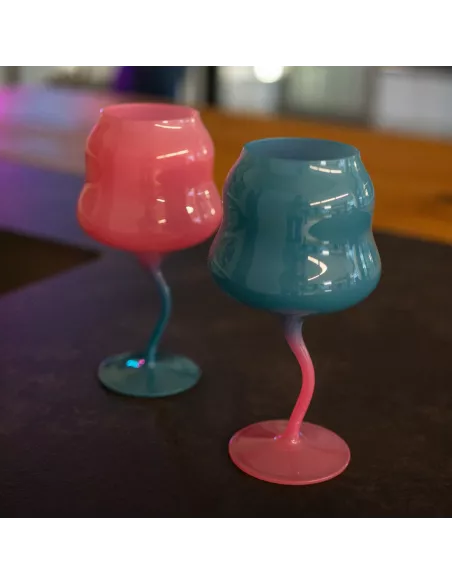 Set 2 Calici Cocktail In Vetro Multicolor Azzurro e Rosa