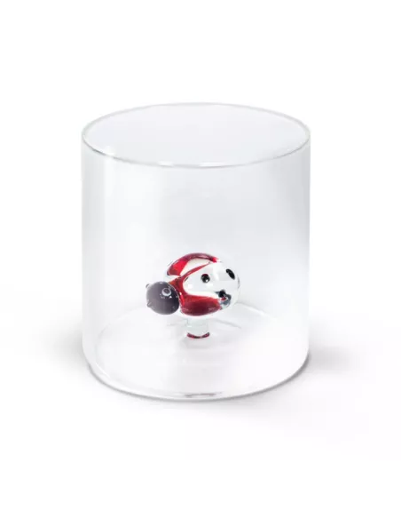 Bicchiere In Vetro Borosilicato Con Soggetto Coccinella In Vetro Colorato All'interno