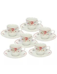 Set 6 Tazze Caffe' in Porcellana con Piattino 80cc Poema Camargue