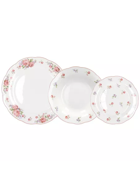 Servizio piatti 18 pezzi Camargue Porcellana Rosa