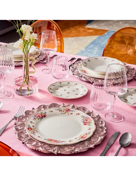 Servizio piatti 18 pezzi Camargue Porcellana Rosa
