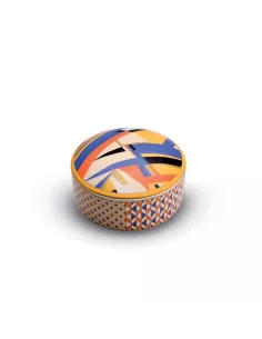 Portagioie tondo 13x6,5 cm in porcellana con coperchio living Abstract in luxury box