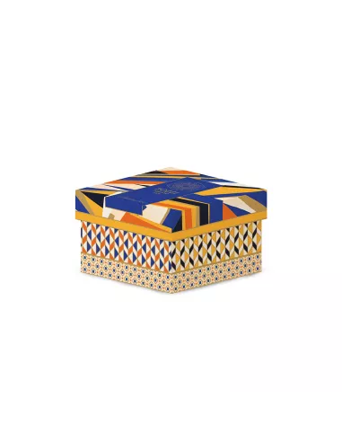 Portagioie tondo 13x6,5 cm in porcellana con coperchio living Abstract in luxury box