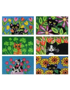 Zerbino Cocco Gatto tra i Fiori 70x40 6 Decori Assortiti - 1Pz