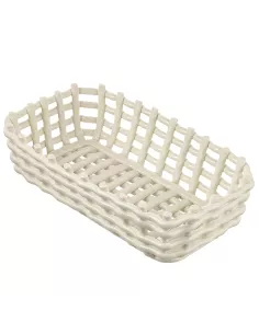 Intrecci Cestino Rettangolare Bianco in Porcellana
