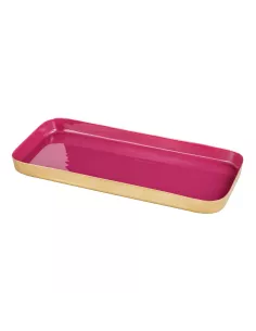 Mumbai Vassoio Rettangolare Fucsia e Oro Laccato in Metallo