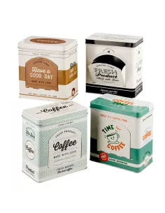 Scatola in Latta Portacialde Caffè Decori Assortiti - 1 Pz