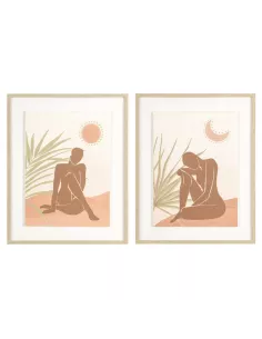 Quadro su Canvas Rettangolare Silhouette Sole e Luna 40 x 50 cm