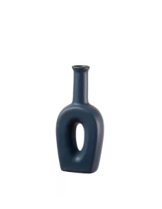 Vaso Bottiglia In Porcellana Blu Scuro - L'oca Nera