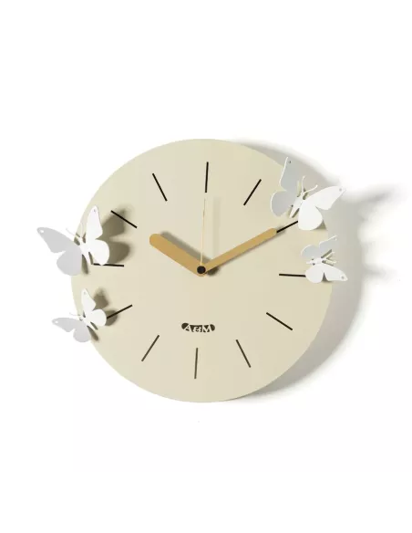 Orologio con Farfalle Battito D'ali Crema e Bianco Marmo