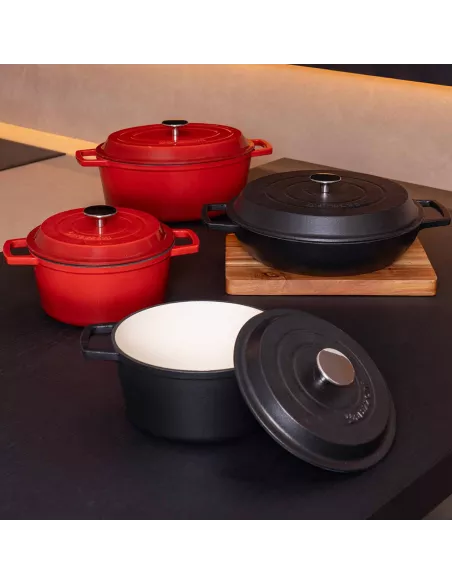 Casseruola In Ghisa Smaltata Con Coperchio - Rosso Laccato 20 Cm 2,5Lt