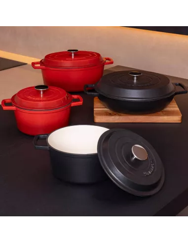 Casseruola In Ghisa Smaltata Con Coperchio - Rosso Laccato 24 Cm 3,8Lt