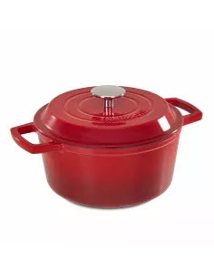 Casseruola In Ghisa Smaltata Con Coperchio - Rosso Laccato 24 Cm 3,8Lt