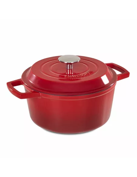 Casseruola In Ghisa Smaltata Con Coperchio - Rosso Laccato 24 Cm 3,8Lt