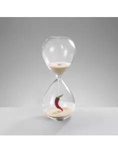 Clessidra Decorativa in Vetro con Peperoncino Rosso H. 20