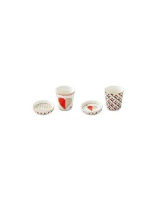 Set 2 Bicchierini Caffè in Porcellana con Coperchio Casinò Cuori in Scatola Regalo