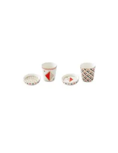 Set 2 Bicchierini Caffè in Porcellana con Coperchio Casinò Quadri in Scatola Regalo