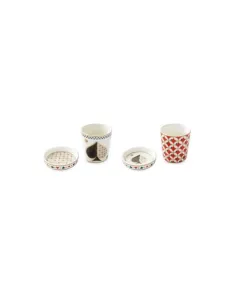 Set 2 Bicchierini Caffè in Porcellana con Coperchio Casinò Picche in Scatola Regalo