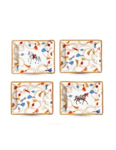 Set 4 Mini Svuotatasche Rettangolare in Porcellana Cheval in Scatola Regalo