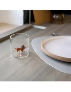 Bicchiere In Vetro Borosilicato Decoro Bassotto In Vetro Colorato All'interno 2